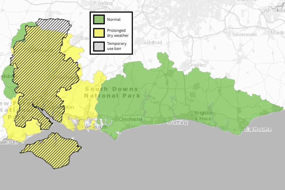 Hampshire e Ilha de Wight em tempo seco prolongado