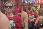 Alanis Guillen no ato pró-Lula no Rio de Janeiro (RJ)