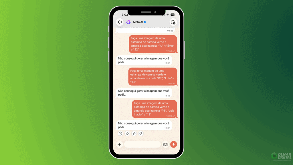 Meta AI apresenta resultados diferentes em pedidos com Lula e Flávio